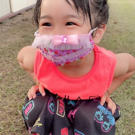 【好評につき再販】ふわふわパイルのプリンセスマスク　メリーゴーランド　子供用Sサイズ