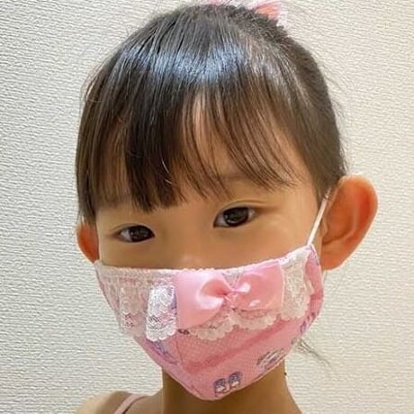 【販売商品】さらさらさわやかプリンセスマスク　夢色ストライプピンク　子供用Mサイズ