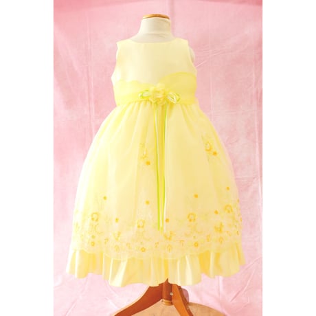【レンタルドレス】　　　クリームイエローのお花畑<ドレス丈 72cm>