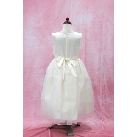 【レンタルドレス】　　　小花をちらしたアイボリー<ドレス丈 89cm>