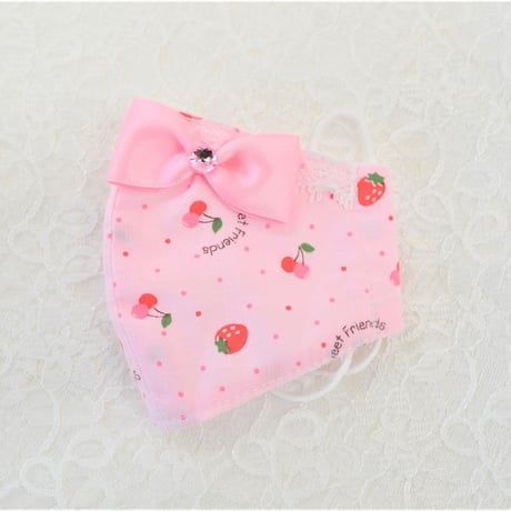 【販売商品】ふわふわパイルのプリンセスマスク　ミニベリーピンク　子供用Mサイズ
