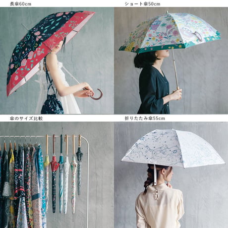 晴雨兼用傘(折りたたみ傘)「somewhere」花の中の動物たち
