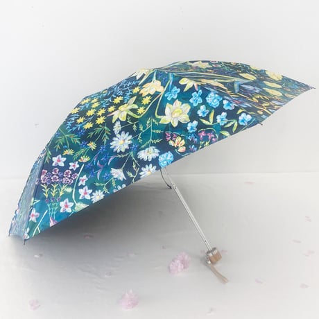 晴雨兼用傘(折りたたみ傘)「somewhere」花の中の動物たち