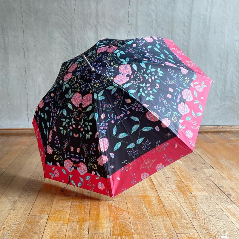 JesusDiamante ジーザスディアマンテ アンブレラ 傘 ヒョウ薔薇 雨傘(長傘)「rebirth」バラとうさぎ | mumea