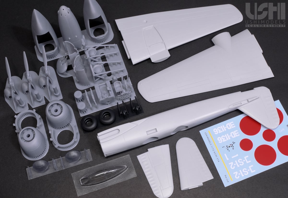 【新品未開封】フレシア モルガン サプライ3点セット 光崎 C102 1/72 日本海軍 愛知 S1A 電光 | ウシモデル | 試作航空機レジンキット