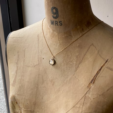 【new!!】antique round dial necklace K18GP 【K1016】