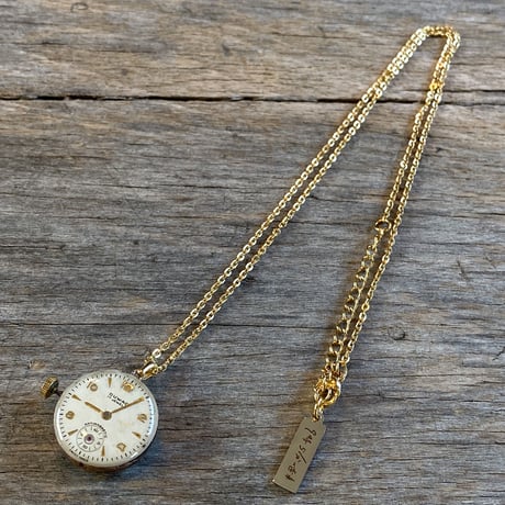 antique dial&copper movement  reversible necklace【K0575】