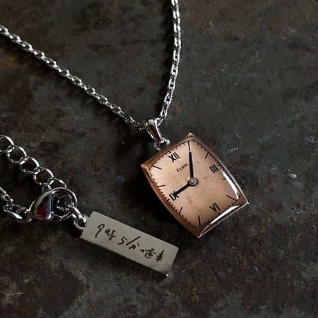 antique tonneau dial necklace "ELGIN" 【K0780】