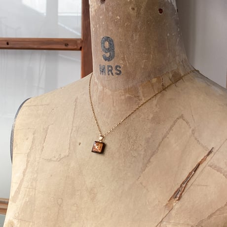 antique square dial necklace K18GP【K0813】