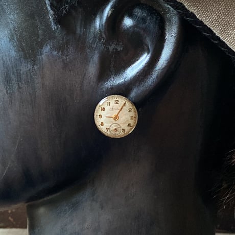 antique round dial pierced earrings【K0925】