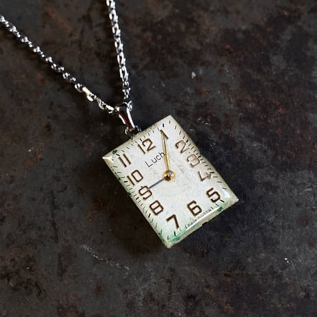 antique  rectangle white dial necklace "eastern europe"【K0749】