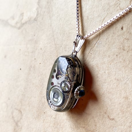 【企画展作品】antique oval dial&movement necklace "GRUEN" SV925【something special/S0004】