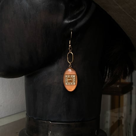antique oval dial coilhook pierced earrings K18GP【K0817】