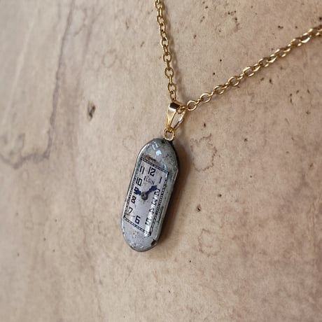 antique rectangle necklace K18GP "ELGIN" 【K0827】