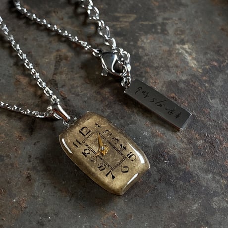【K0656】antique rectangle dial necklace