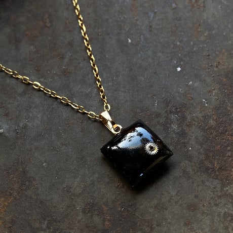 antique square dial necklace K18GP【K0813】