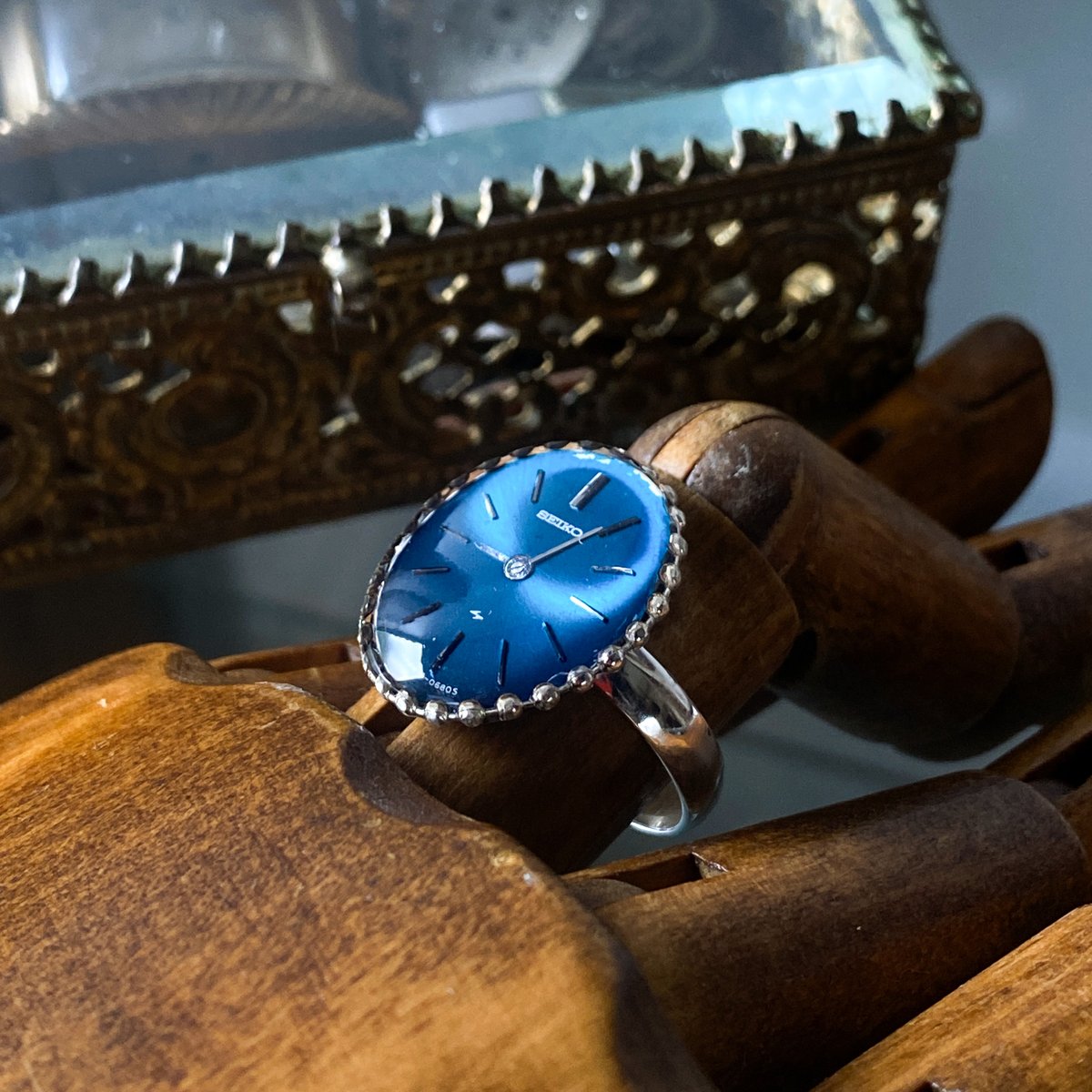 企画展作品】antique skyblue dial ring 