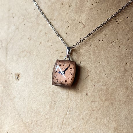 antique square copper dial necklace【K0934】