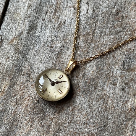【new!!】antique round dial necklace K18GP 【K1016】