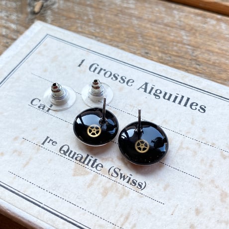antique small round dial earrings【K0851】