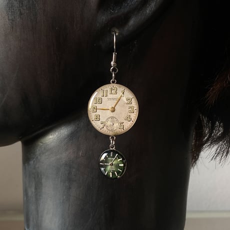 【企画展作品】antique double dial hook pierced earrings【something special/S0018】