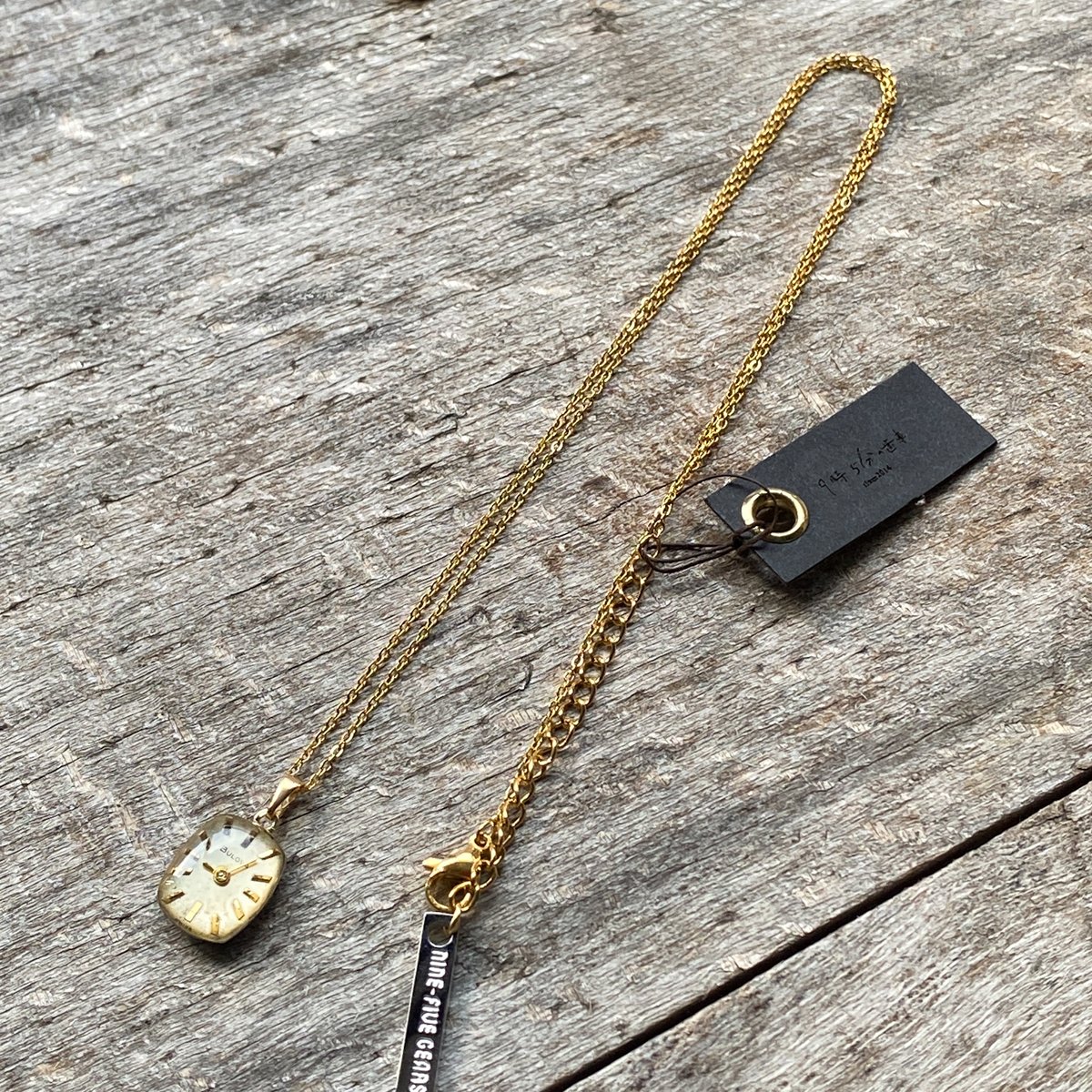 antique square dial necklace K18GP 