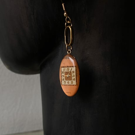 antique oval dial coilhook pierced earrings K18GP【K0817】