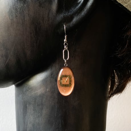 antique oval dial coilhook pierced earrings【K0845】