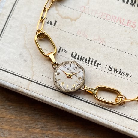 antique octagon dial bracelet "BULOVA"【K0820】