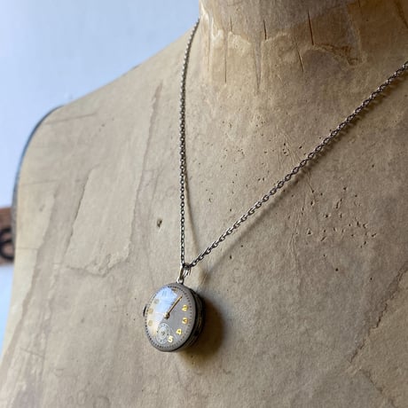 antique dial&movement reversible necklace【K0610】