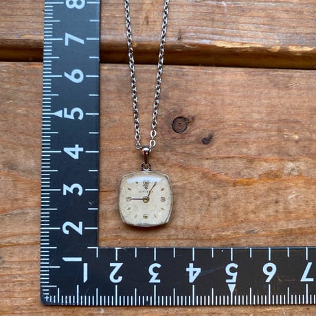 【K0664】antique square dial necklace"CITIZEN"