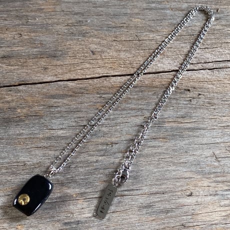 【K0656】antique rectangle dial necklace