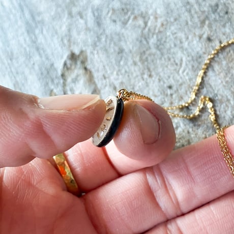 antique round dial necklace K18GP【K0968】