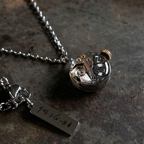 antique dial&movement reversible petit necklace【K0583】