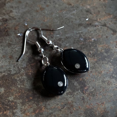 antique teardrop dial pierced earrings【K0774】