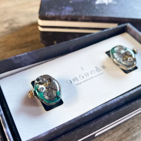 【K0683】antique movement colors cufflinks turquoise(ボックス付)
