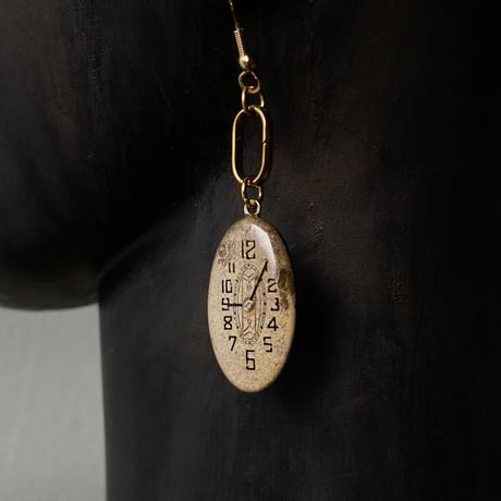 antique oval dial coilhook pierced earrings K18GP【K0817】