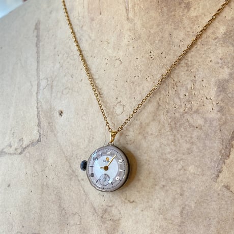 antique dial&movement necklace K18GP【K0826】