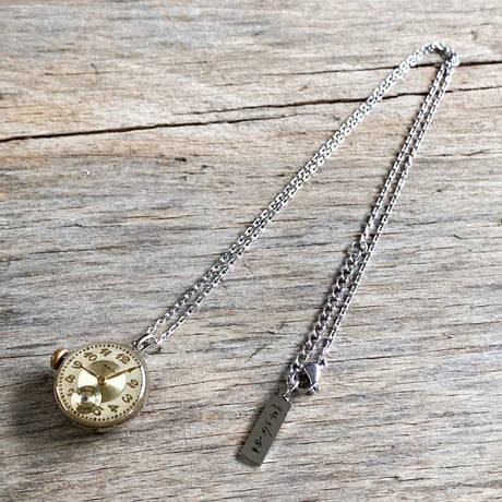 antique dial&movement reversible necklace【K0584】