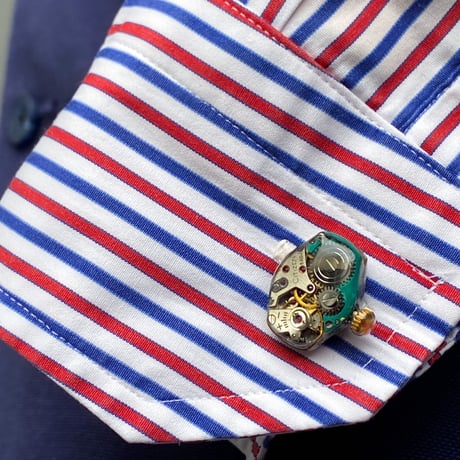 【K0683】antique movement colors cufflinks turquoise(ボックス付)