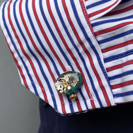 【K0683】antique movement colors cufflinks turquoise(ボックス付)