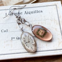 antique oval dial coilhook pierced earrings【K0845】