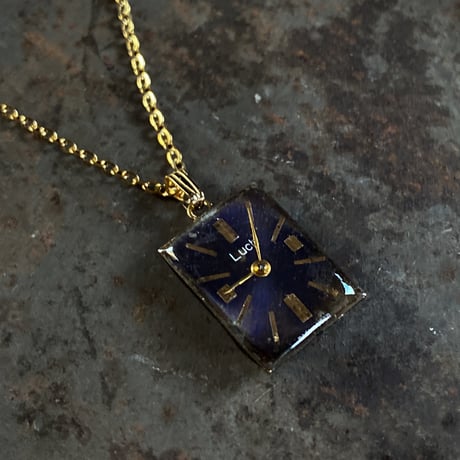 antique  rectangle blue dial necklace "eastern europe"【K0750】