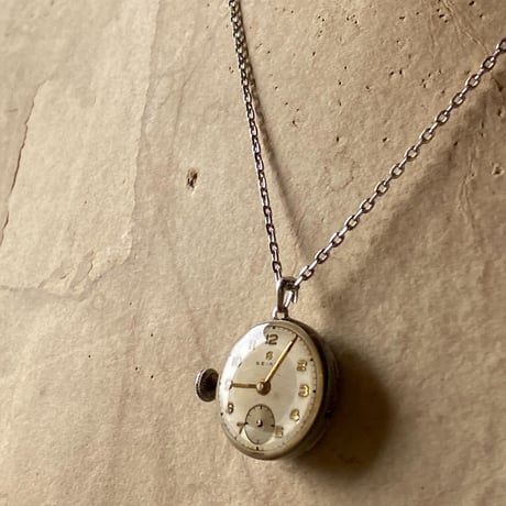 antique dial&movement reversible necklace "seikosha"【K0539】