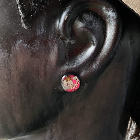 【K0676】CLOPOA BLACK petit pierced earrings pink