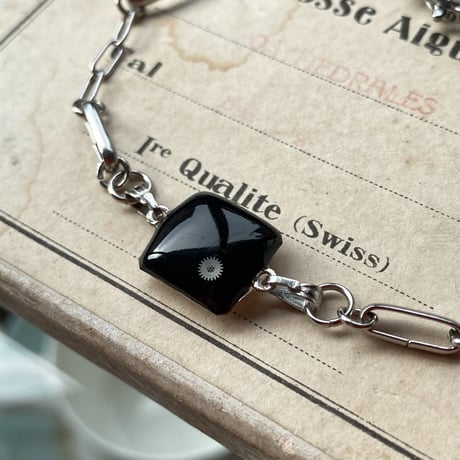 antique square dial stainless bracelet 【K0886】