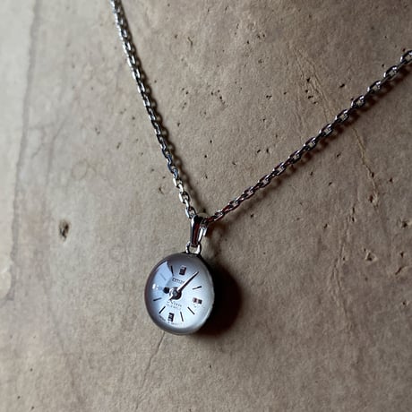 antique round dial necklace "citizen"【K0752】