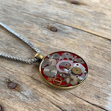 【K0693】CLOPOA standard large necklace red