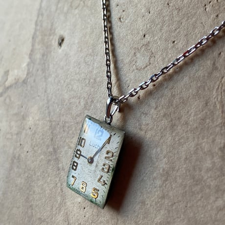 antique  rectangle white dial necklace "eastern europe"【K0749】