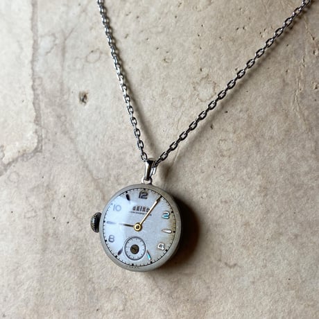 antique dial&movement reversible necklace【K0558】
